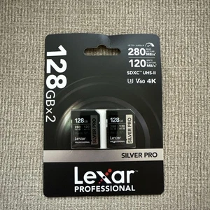 Professional UHS-II 128GB Silver PRO SD Cards - 2-Pack for Photographers - Picture 1 of 5