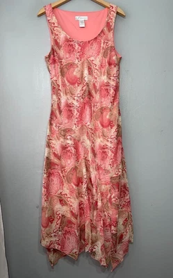 Vestido Dressbarn Cintura Caída Talla 12 Rosa Hada Gasa Pañuelo Y2K Asimétrico Foto 1 de 4