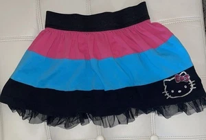 Hello Kitty Ruffle Skirt M Pink/Blue/Black Sanrio Tulle Ruffle Bling Kitty Bow - Picture 1 of 4