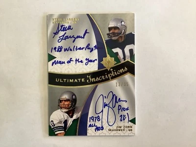 STEVE LARGENT/JIM ZORN AUTO/35 2009  Ultimate Collection ULITIMATE INSCRIPTIONS - Image 1 of 4