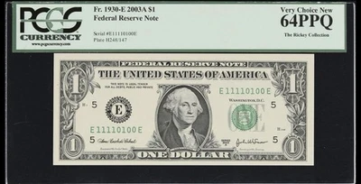 Fr. 1930-E 2003A $1 Federal Reserve Note Binary S/N - Image 1 of 2