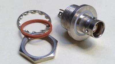 Triax Triaxial Connector FEMALE Panel Mount by TROMPETER insulated shell.