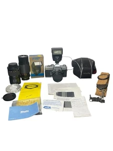 Vintage Minolta SRT 101 Camera Case Celtic 55mm Gemini 80-200mm Lens With Extras - Picture 1 of 24