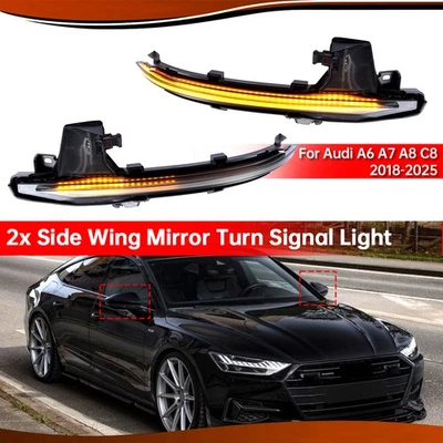 Par de luces de giro LED secuenciales de espejo retrovisor lateral para Audi A6 A7 A8 C8 2019-25 Foto 1 de 4