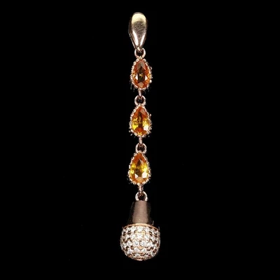 925 Sterling Silver Pendant Pear Yellow Sapphire 4x3mm Natural Gemstone Jewelry - Image 1 of 4
