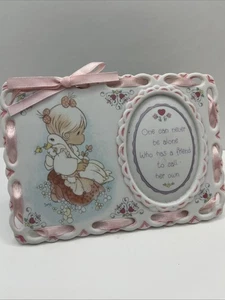 Precious Moments Girl Kneeling With Goose Plaque 6.5"W X 4.5"T - Picture 1 of 8