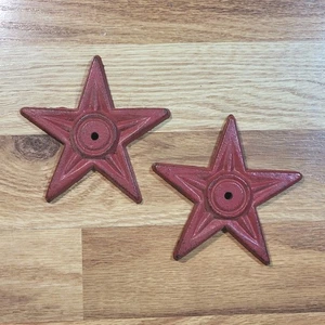 Paar 4 Zoll Gusseisen Stern Architektur Ankerplatte rustikal Texas Hütte Land  - Bild 1 von 4