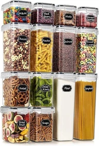 Airtight Food Storage Containers with Lids, 14PC Plastic Kitchen Storage Cont... - Picture 1 of 7