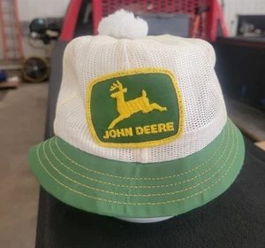 Vintage John Deere All Mesh Trucker Farmer Hat Snapback Patch RARE Small Brim - Picture 1 of 13
