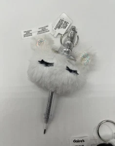 Claires Pom Pom Plush Ballpoint Pen U CHOOSE Keychain BUY MORE SAVE&COMBINE SHIP - Picture 1 of 11