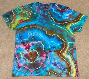 Handmade Ice Tie Dye T-Shirt XL Mens Womens Soft Cotton Blue Geode - Picture 1 of 3