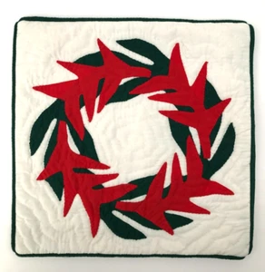 Regency Creations Handmade Quilted Christmas Red & Green Pillow Sham 12x12" - Picture 1 of 10