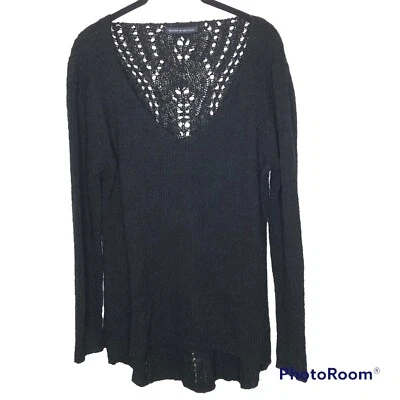 Brandy Melville Womens Wool Blend Sweater One Size V Neck Open Knit in Back Foto 1 de 4