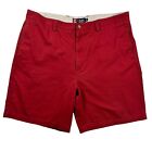 Chaps Shorts Men's Flat Front Slash Pocket Cotton Twill Chinos Red 40
