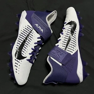 Nike Alpha Menace Pro 2 Mid White/Purple Football Cleats Size 12.5 BV3945-104 - Picture 1 of 5