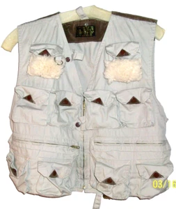 Vintage Mens Fishing Vest Pockets Crown Brand 1960s Fishing Gear Outdoors Size S - Picture 1 of 13