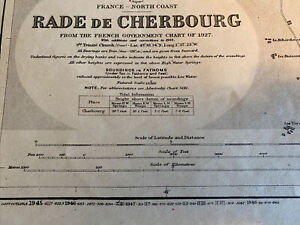 1948 Vintage Maritime Chart Cherbourg, France Harbor & channel Admiralty map