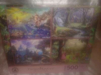 2013 THOMAS KINKADE DISNEY PUZZLES CINDERELLA ARIEL SNOW WHITE SLEEPING BEAUTY - Image 1 of 4