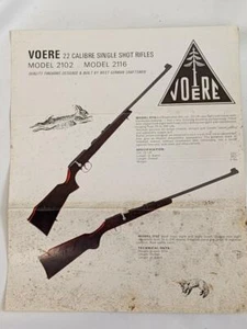 Vintage Voere 22 Calibre repeating Rifles Model 2102 and 2116 Brochure - Bild 1 von 1