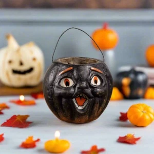 Primitive Halloween Herbst Ragon Haus 5" Black Jack O Laterne Chor Junge Eimer - Bild 1 von 4