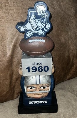 Dallas Cowboys Vintage 1960 Throwback NFL Football Tiki Totem Statue - Image 1 of 4