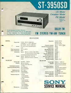 Sony Modell ST-3950SD Dolby FM Stereo/FM-AM Tuner Servicehandbuch - Bild 1 von 3
