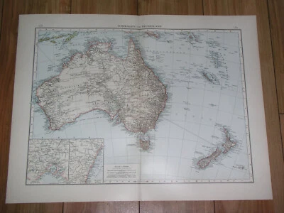 1896 ANTIQUE MAP OF AUSTRALIA MELBOURNE SYDNEY NEW ZEALAND NEW CALEDONIA OCEANIA - Image 1 of 4