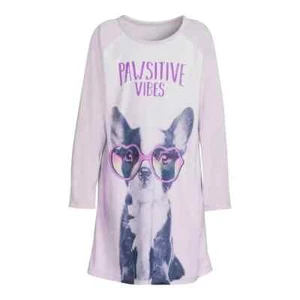 Wonder Nation Girls LS Fleece Sleep Gown- Dusky Lavender Vibes-XL Plus (14-16 - Picture 1 of 2