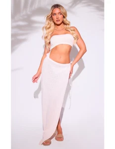 Pretty Little Thing Crochet Bandeau Cutout Maxi Dress, SZ 12, NWT - Picture 1 of 4