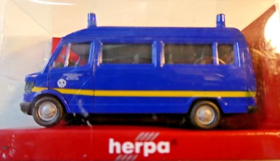 Herpa 042901 H0 Mercedes 207D Familiare Lungo Alto THW Monaco Land Nuovo IN Conf - Immagine 1 di 2