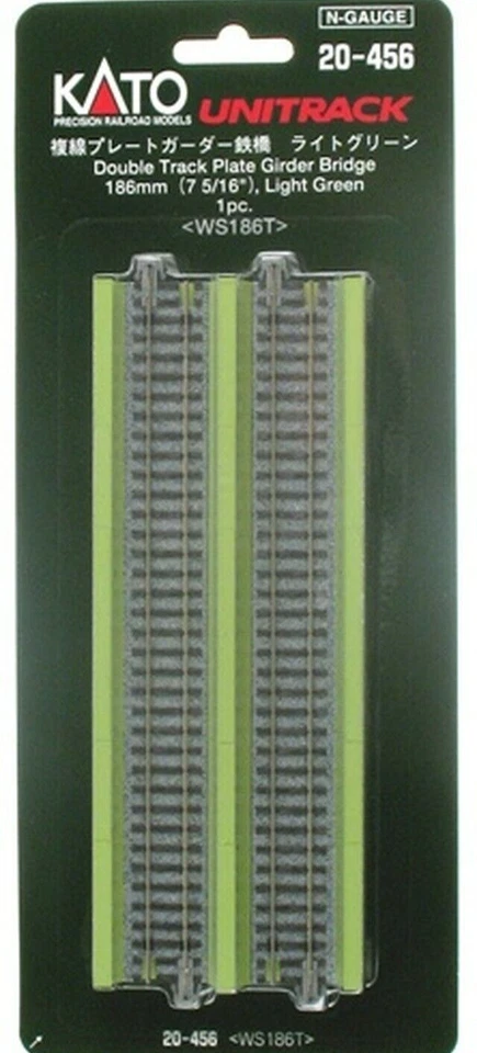 Kato N Scale ~ Unitrack 7-5/16" Double Plate Girder Bridge ~ Lime Green ~ 20-456 - Image 1 of 1