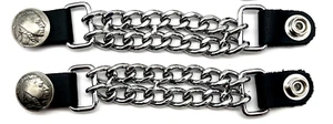 2 INDIAN HEAD DIAMOND CUT CHROME CHAIN MOTORCYCLE BIKER VEST EXTENDERS USA MADE - Picture 1 of 2