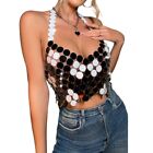 Sequined Halters Hollows Out Backless Crop Top Party Raves Club Outfit