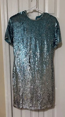 Naeem Khan Riazee Nights Vintage Blue Silver Dress Sequin Holidays Size Medium - Изображение 1 из 4