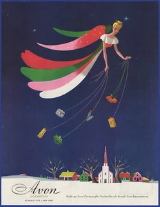 Anuncio impreso de perfume vintage 1945 AVON cosméticos maquillaje vacaciones de Navidad años 40 - Imagen 1 de 1
