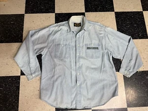 Vintage Harley-Davidson Denim Shirt Men's 2XL Blue 100% Cotton Embroidered - Picture 1 of 8