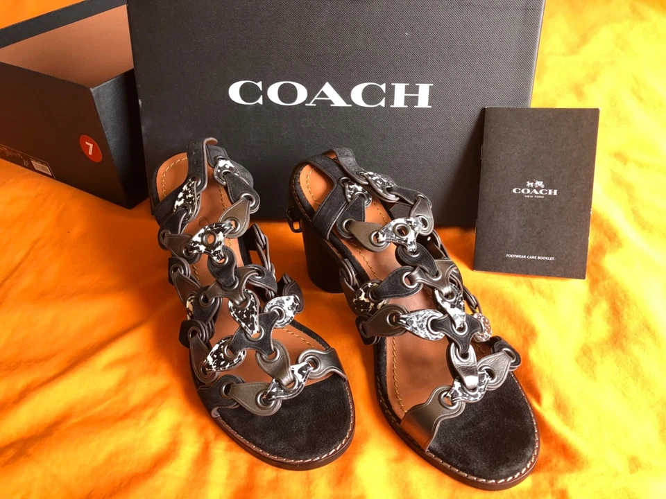 Coach Womens MH Sandal Cll MXM Black Dress Sandals 9.5 Medium (b M) BHFO 8540