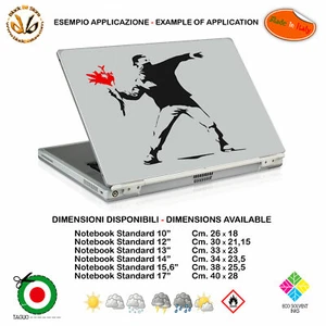 Adesivo notebook fiori bomber bansky style sticker tablet pvc cropped black red - Photo 1/2