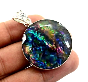 60.4 Ct+ Natural Lovely Ammolite Multi Colour 925 Solid Silver Pendant Gemstone - Picture 1 of 5