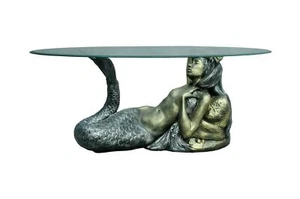 Ovaler Wohnzimmertisch Couchtisch Nixe Meerjungfrau Tisch Figurentisch Akttisch - Bild 1 von 4