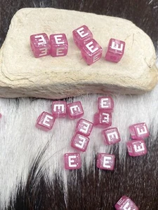 Alphabet letter beads PURPLE E 8mm Jewelry Making Large Hole 4mm 100 pcs - Picture 1 of 3