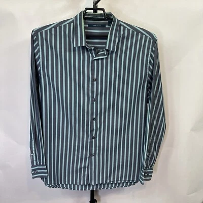 Perry Ellis Green Navy Striped Dress Shirt Size XXL Men’s - Image 1 of 4
