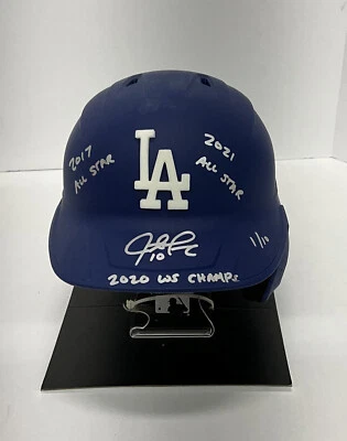 1/10 JUSTIN TURNER WS CHAMP SIGNED DODGERS FULL SIZE HELMET 3 INSCRIPTIONS PSA - Image 1 of 4
