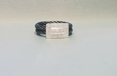 Anillo Charriol Corte Princesa Diamante Oro Blanco 18K y Acero Inoxidable Cable  Foto 1 de 4