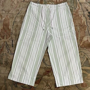 Lauren Ralph Lauren Striped Wide-Leg Crop Pants Women's Size 8P Green White - Picture 1 of 7