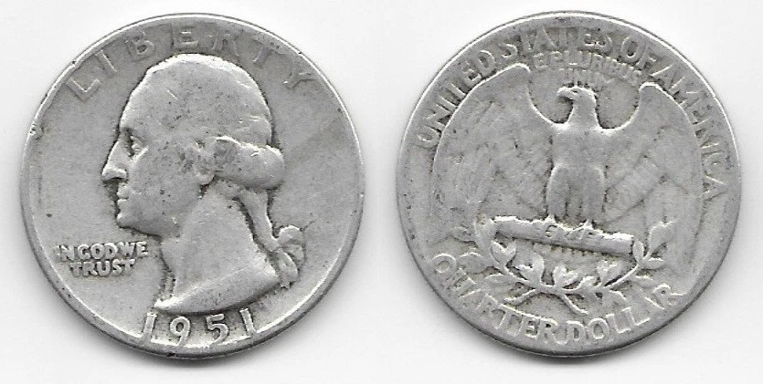 1951 Washington Quarter VG very good 25C 25 cents Philadelphia - Image 1 of 1