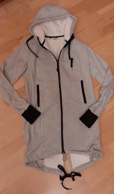 WOW! Tolle Sweatjacke Mantel lang mit Teddyfutter Kapuze 36/38 NEU@@@ - Bild 1 von 4