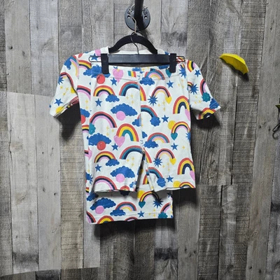 Hanna Anderson Rainbow Stripe Short John Pajamas In Organic Cotton - Image 1 of 4