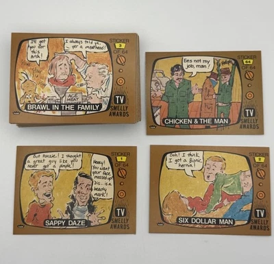 Juego completo de tarjetas adhesivas anuales TV Smelly Awards 64 Fleer 1980 vintage Foto 1 de 4