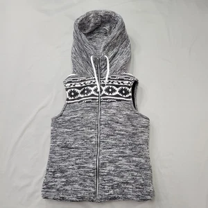 Miss Chievous Damen Kapuzenweste Aztekenmuster Strickpullover Reißverschluss vorne Boho M - Bild 1 von 7